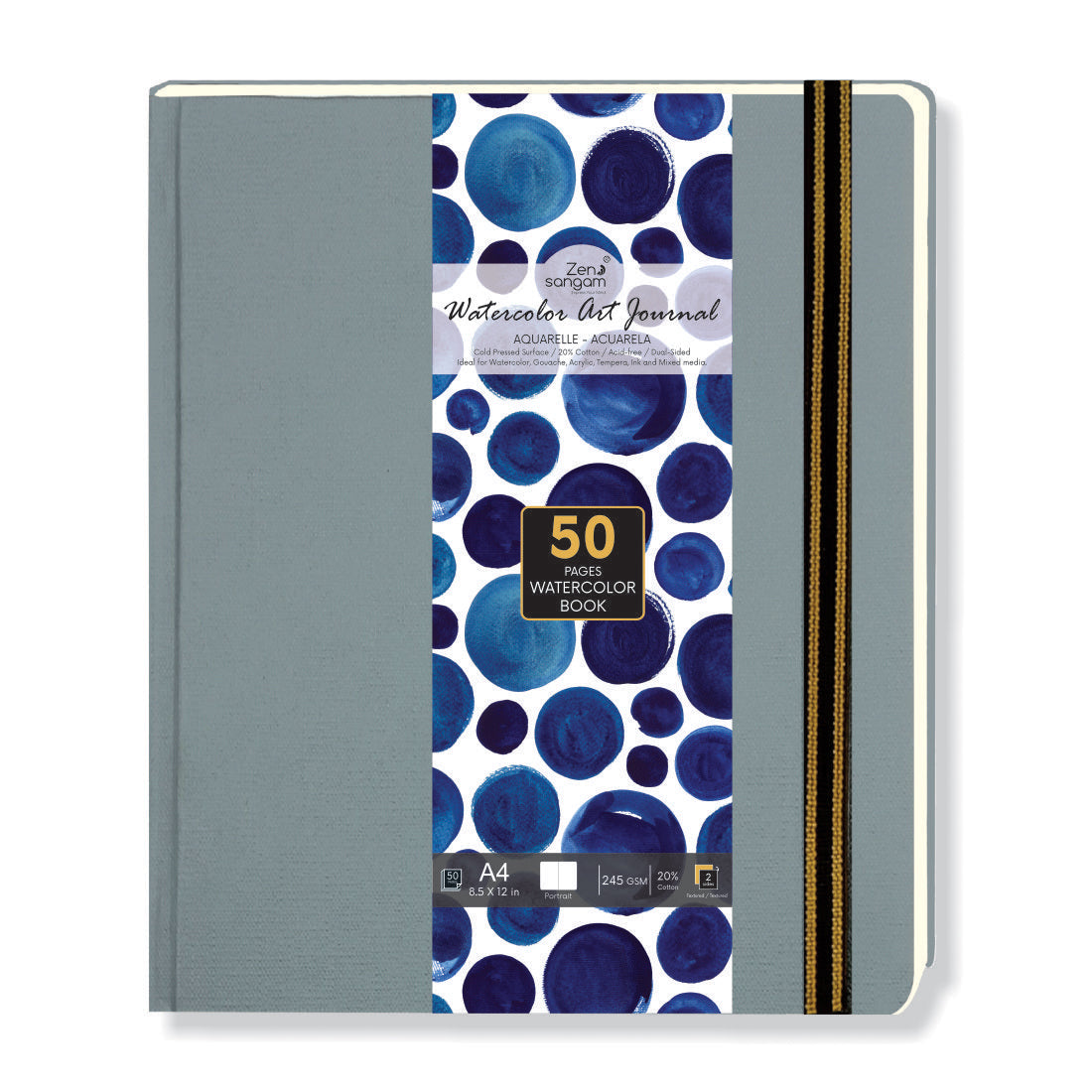 Watercolour Journal – Zen Sangam - Watercolor Sketchbook – Watercolors – Acrylics – Gouache – 245 GSM – Cold Pressed – Rough Surface – A4