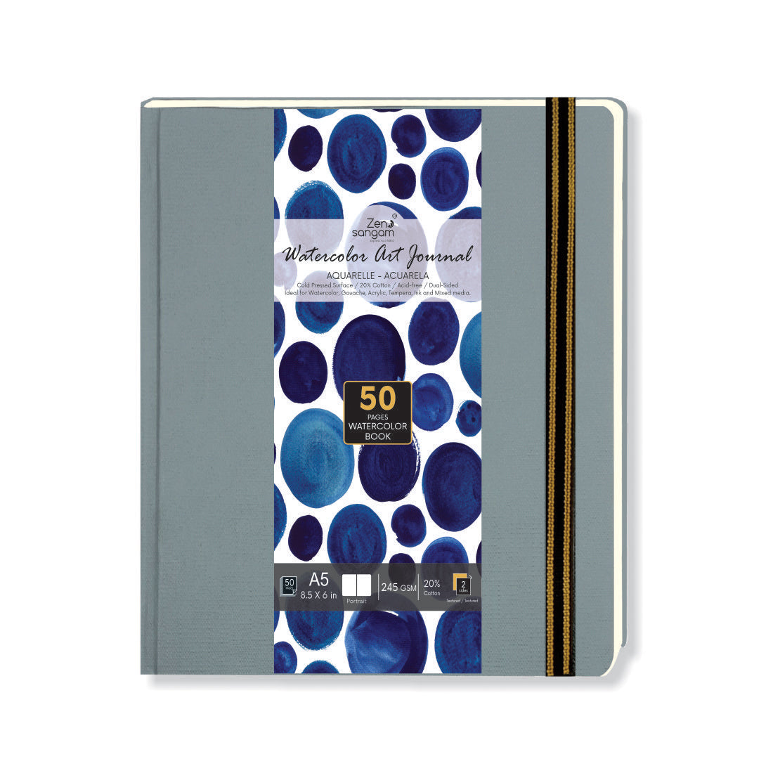 Watercolour Journal – Zen Sangam - Watercolor Sketchbook – Watercolors – Acrylics – Gouache – 245 GSM – Cold Pressed – Rough Surface – A5