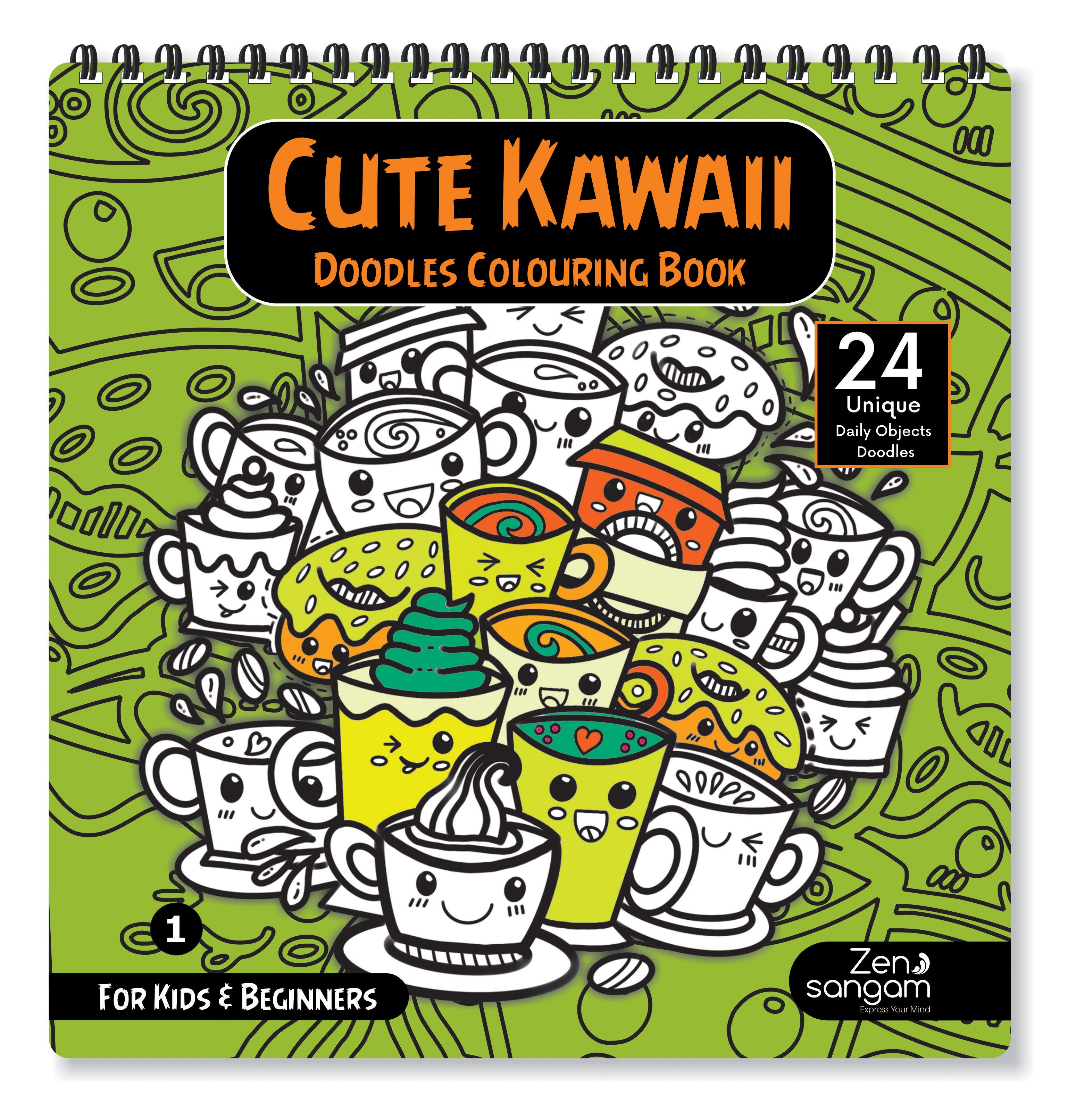 Colouring Book - For Kids – Beginners - Kawaii - Daily Objects