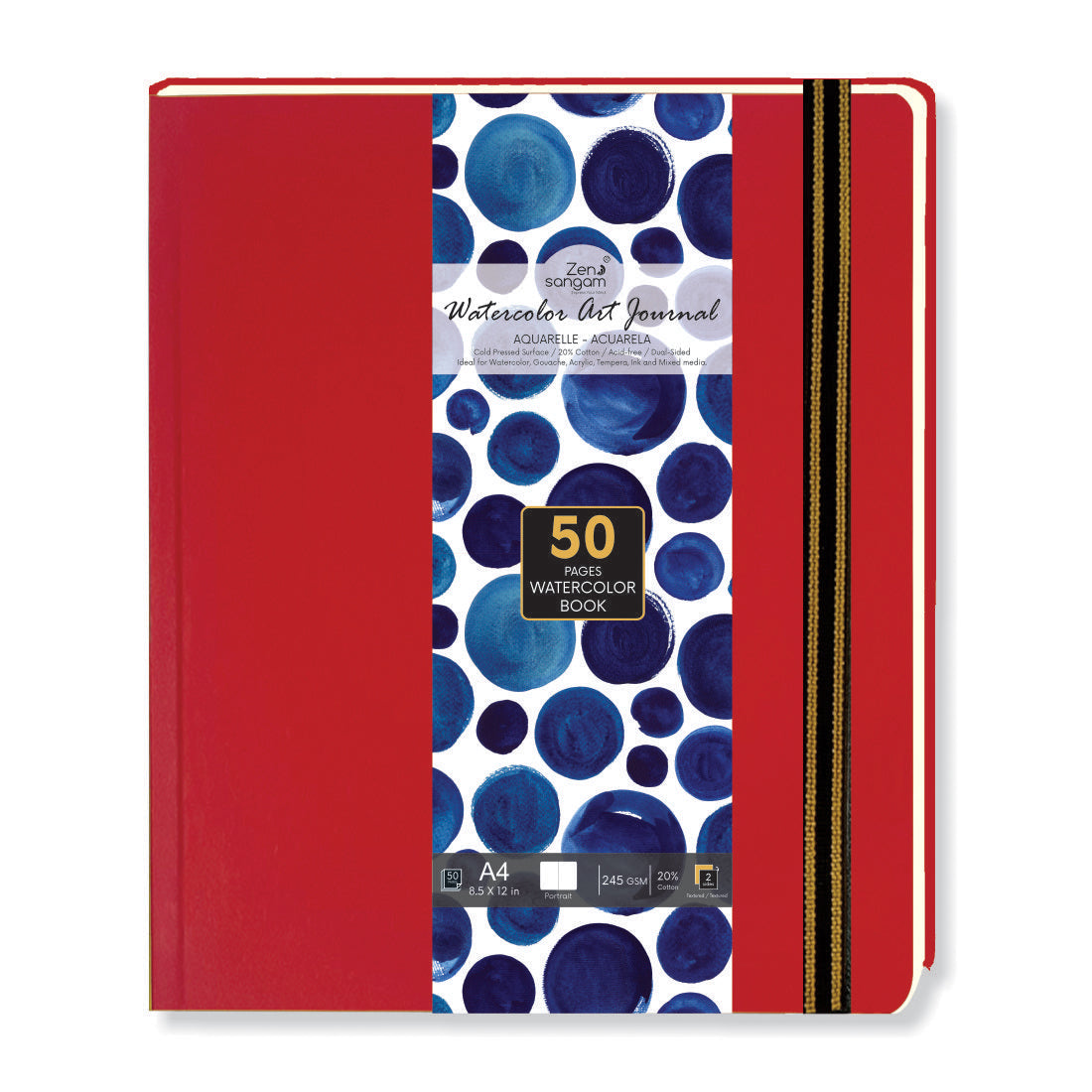 Watercolour Journal – Zen Sangam - Watercolor Sketchbook – Watercolors – Acrylics – Gouache – 245 GSM – Cold Pressed – Rough Surface – A4