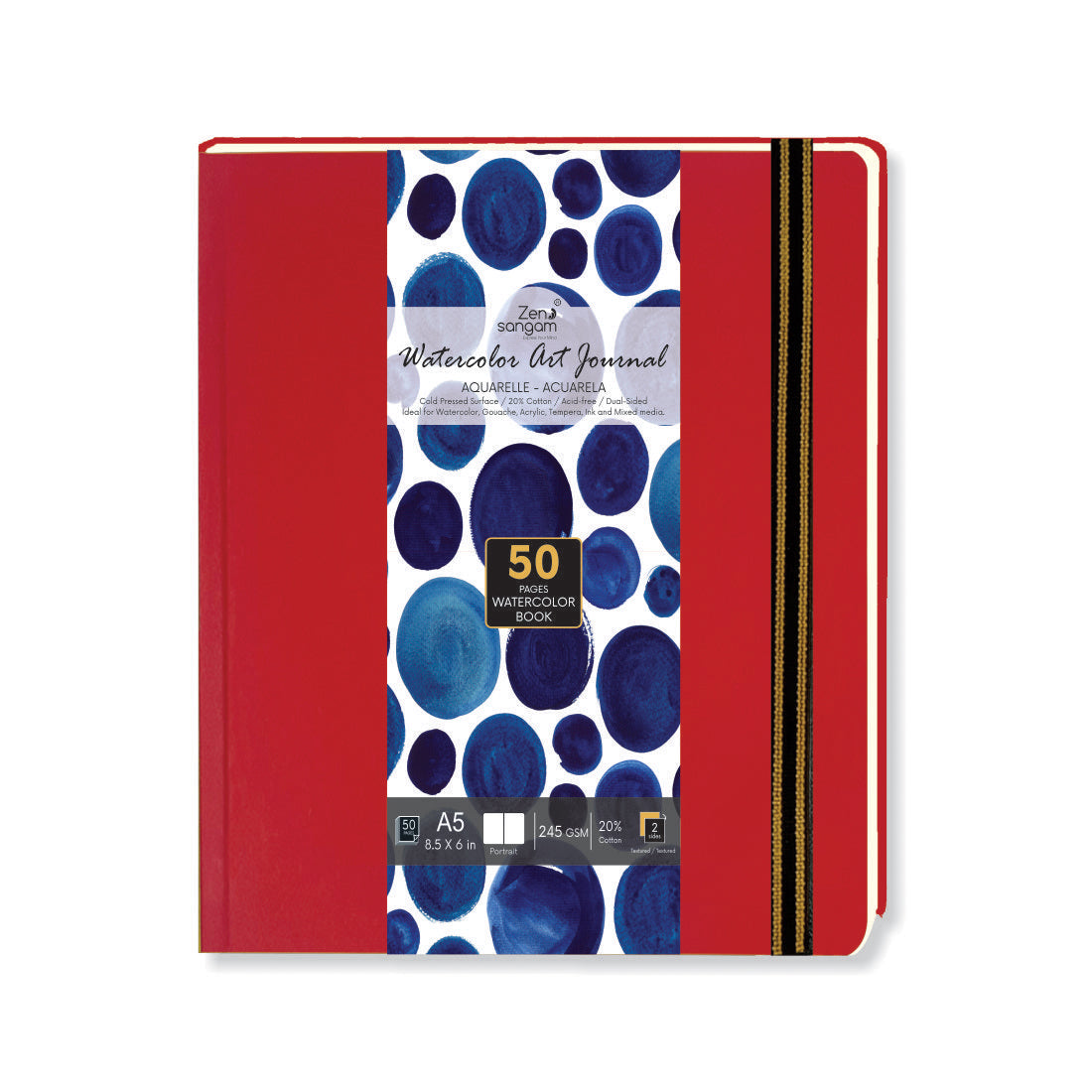 Watercolour Journal – Zen Sangam - Watercolor Sketchbook – Watercolors – Acrylics – Gouache – 245 GSM – Cold Pressed – Rough Surface – A5