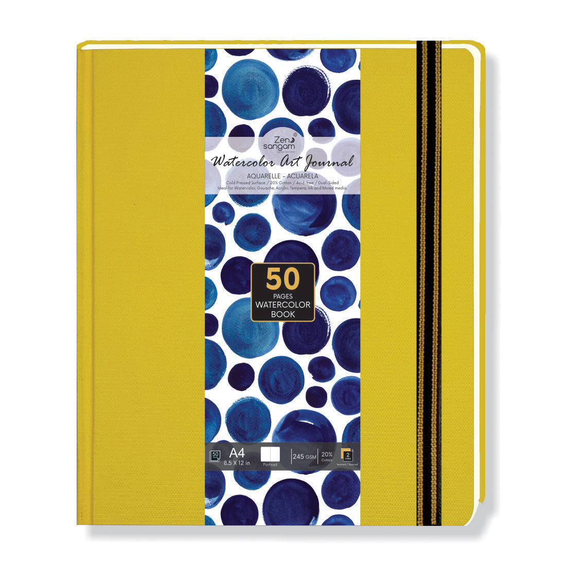 Watercolour Journal – Zen Sangam - Watercolor Sketchbook – Watercolors – Acrylics – Gouache – 245 GSM – Cold Pressed – Rough Surface – A4