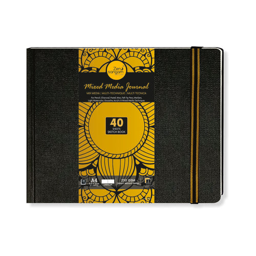 230 GSM Mixed Media Journal |  100% Cellulose, Medium Grain | Landscape | Zen Sangam