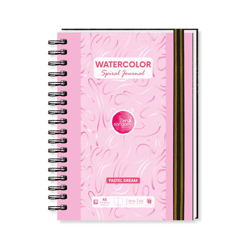 Spiral Watercolour Journal | 245GSM - 20% Cotton | Portrait | Pastel Dream (Pink) | Zen Sangam