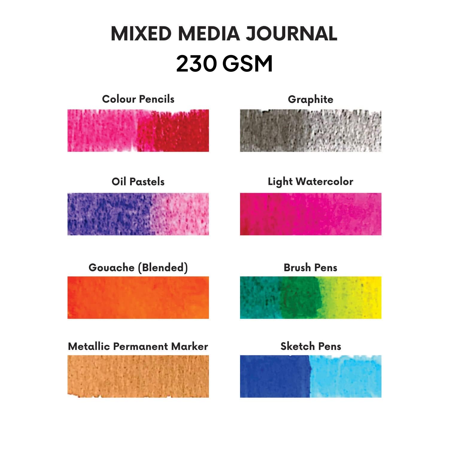 230 GSM Mixed Media Journal | 100% Cellulose, Medium Grain