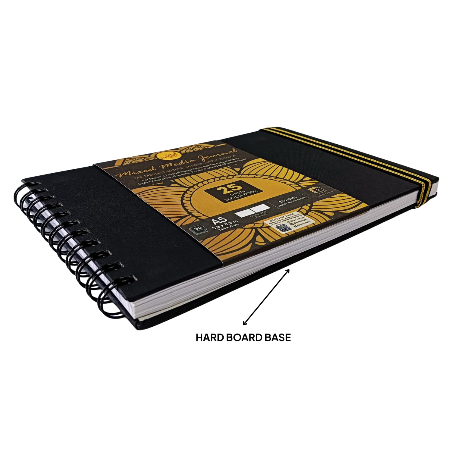 230 GSM Spiral Mixed Media Journal | 100% Cellulose, Medium Grain