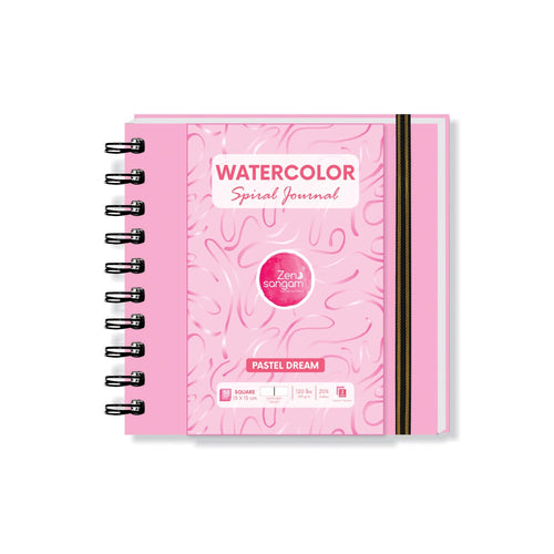 Spiral Watercolour Journal | 245GSM - 20% Cotton | Square | Pastel Dream (Pink) | Zen Sangam