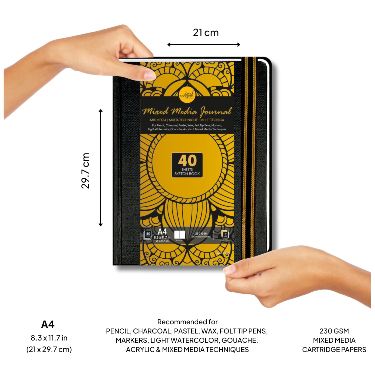 230 GSM Mixed Media Portrait Journal | 100% Cellulose, Medium