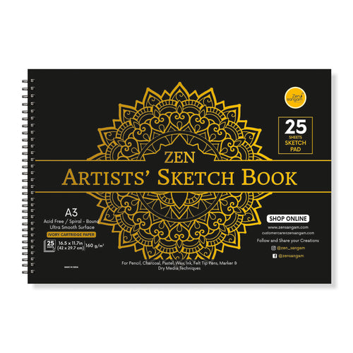 Drawing Sketch Book | 160 GSM - Dry Media | Zen Sangam
