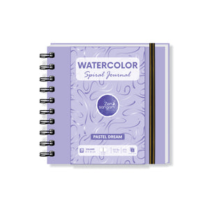 Spiral Watercolour Journal | 245GSM - 20% Cotton | Square | Pastel Dream (Purple) | Zen Sangam