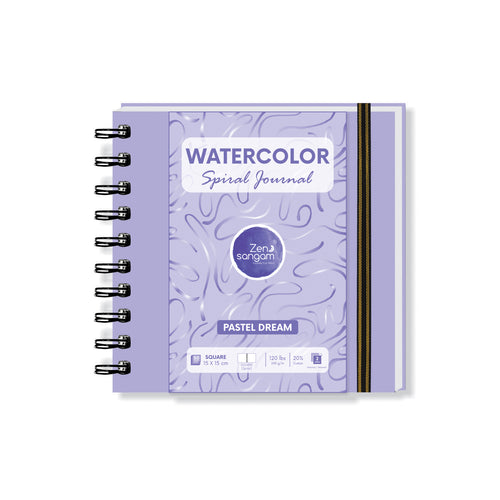 Spiral Watercolour Journal | 245GSM - 20% Cotton | Square | Pastel Dream (Purple) | Zen Sangam