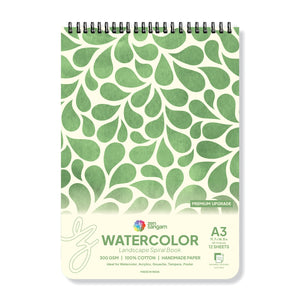 Beginner Watercolor Sketch Book - Spiral Landscape - 300 GSM | 100% Cotton Handmade Paper | Zen Sangam