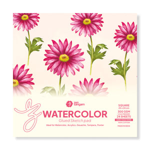Watercolor Square Glued Sketch Pad - 300 GSM | 100% Cotton Handmade Paper | Zen Sangam