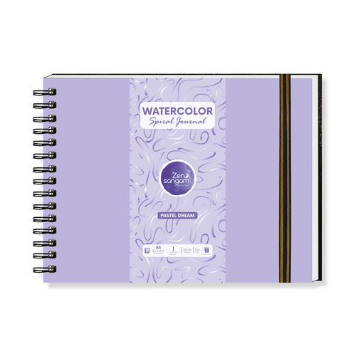 Spiral Watercolour Journal | 245GSM - 20% Cotton | Landscape | Pastel Dream (Purple) | Zen Sangam