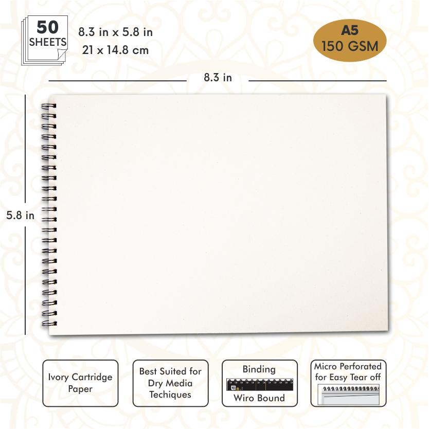 PG Creations Ivory Sheets for Drawing, Smooth Finish, 225 GSM, A4 Size,  8.25x11.5 Inch, White, Pack of 25 Sheets : Amazon.in: Home & Kitchen