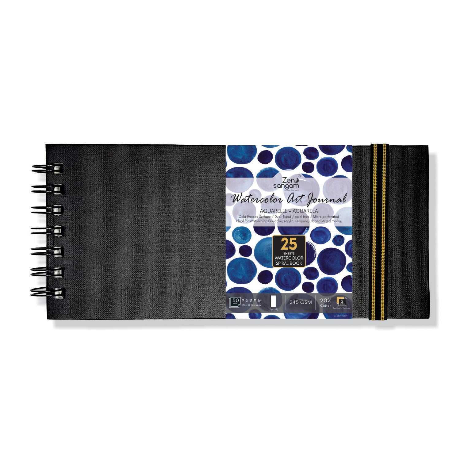 Spiral Gouache Journal - Landscape - 300 GSM - Sketchbook - Black – Zen  Sangam
